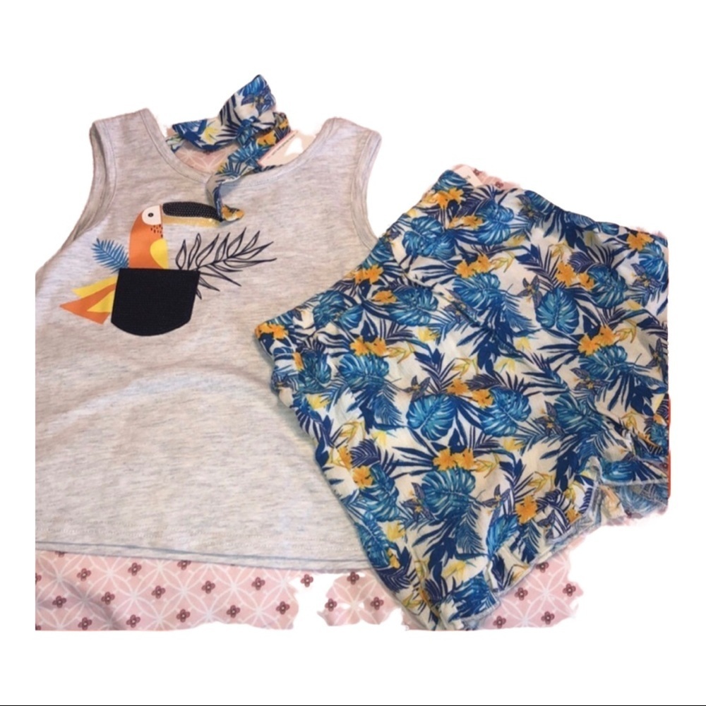 Rare Editions gray and blue tropical 2piece SET NWT size 6X